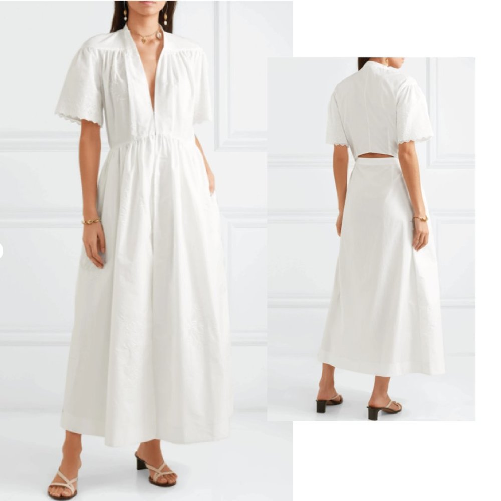 Stella McCartney Embroidered Cotton Midi Dress